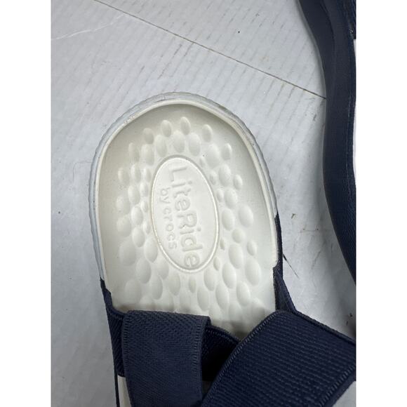 Crocs Women Open Toe Ankle Stap Multicolor Striped Blue Slingback Size 11 - Picture 3 of 5